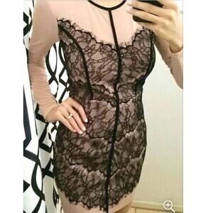 ANGL mini sheer and black lace dress Size S